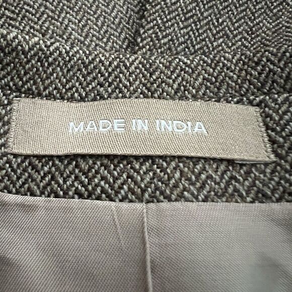 Izod Brown 100% Lambswool Herringbone 2 Button Satin Lined Blazer Sport Coat 44L - Picture 8 of 10